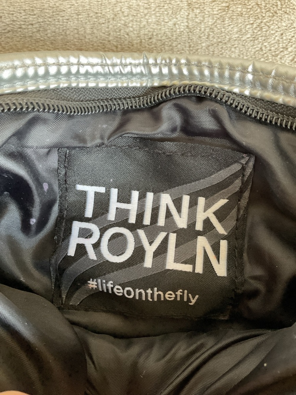 THINK ROYLN Silver Quilted Padded Crossbody Bag - Picture 4 of 7